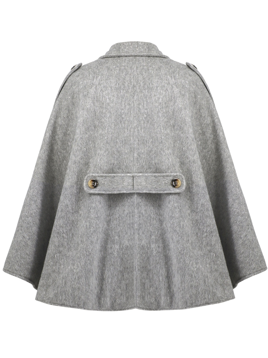 Monah Paloma 100% Polyester Pretty-n-Plush Double-Breasted Sash Tie Button Detail Poncho (Grey/Tan)