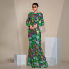 Embroidered Floral Long Sleeve Evening Gown