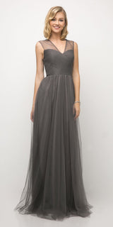 Ladivine ET320 Illusion V-Neck and Back Long Formal Dress Sleeveless
