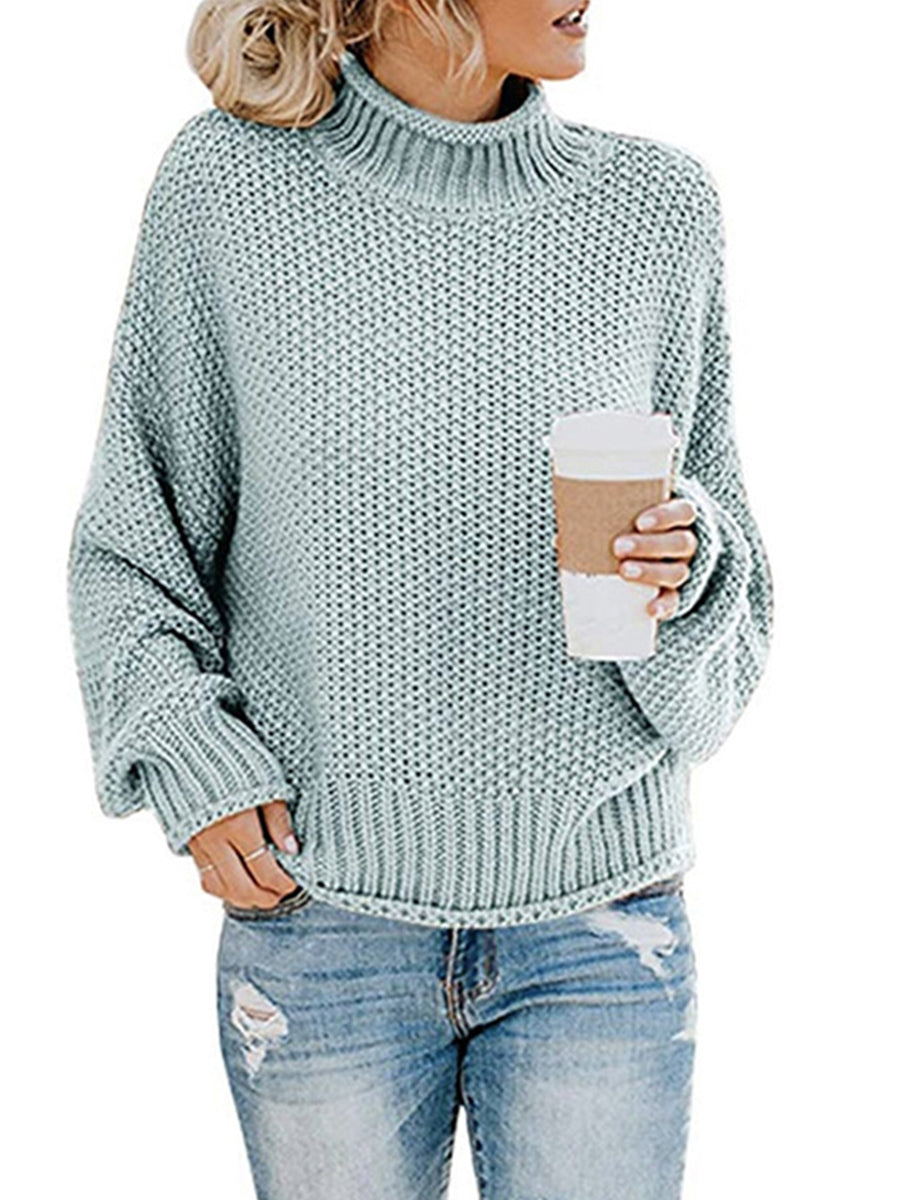 Our Best Polyester Blend Deluxe Cable Knit Turtleneck Dropped Shoulder Sweater (Multicolor)