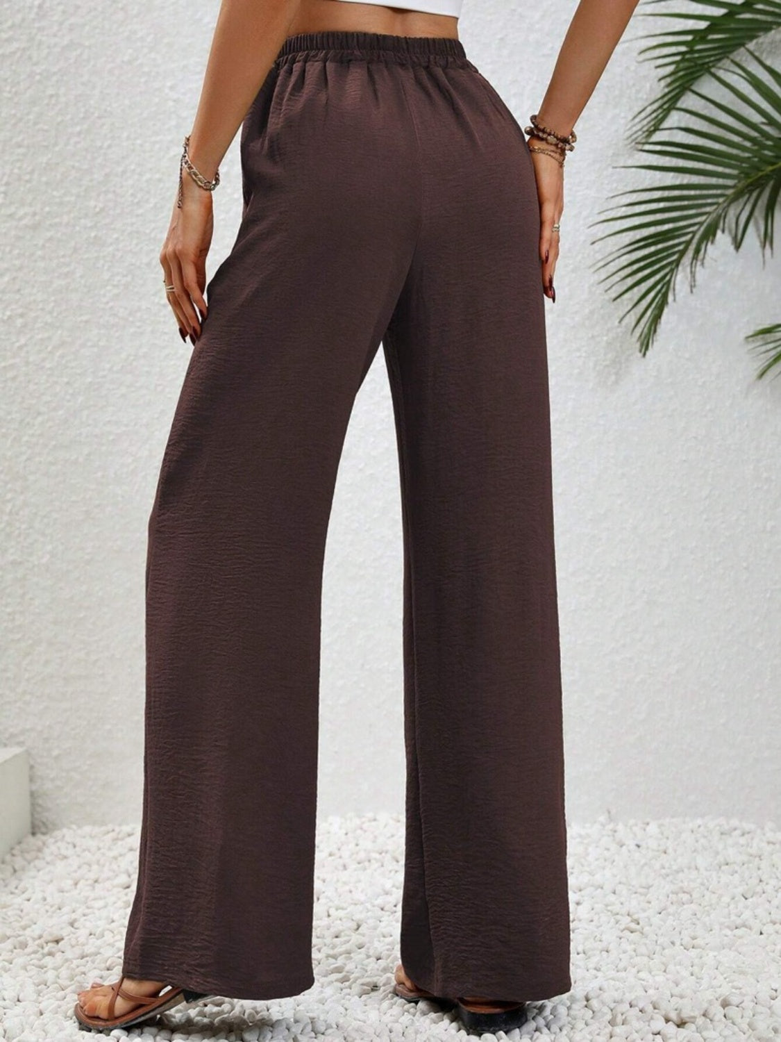 Our Best 100% Polyester Wide Leg Drawstring Waist Palazzo Pants (Multi Colors)