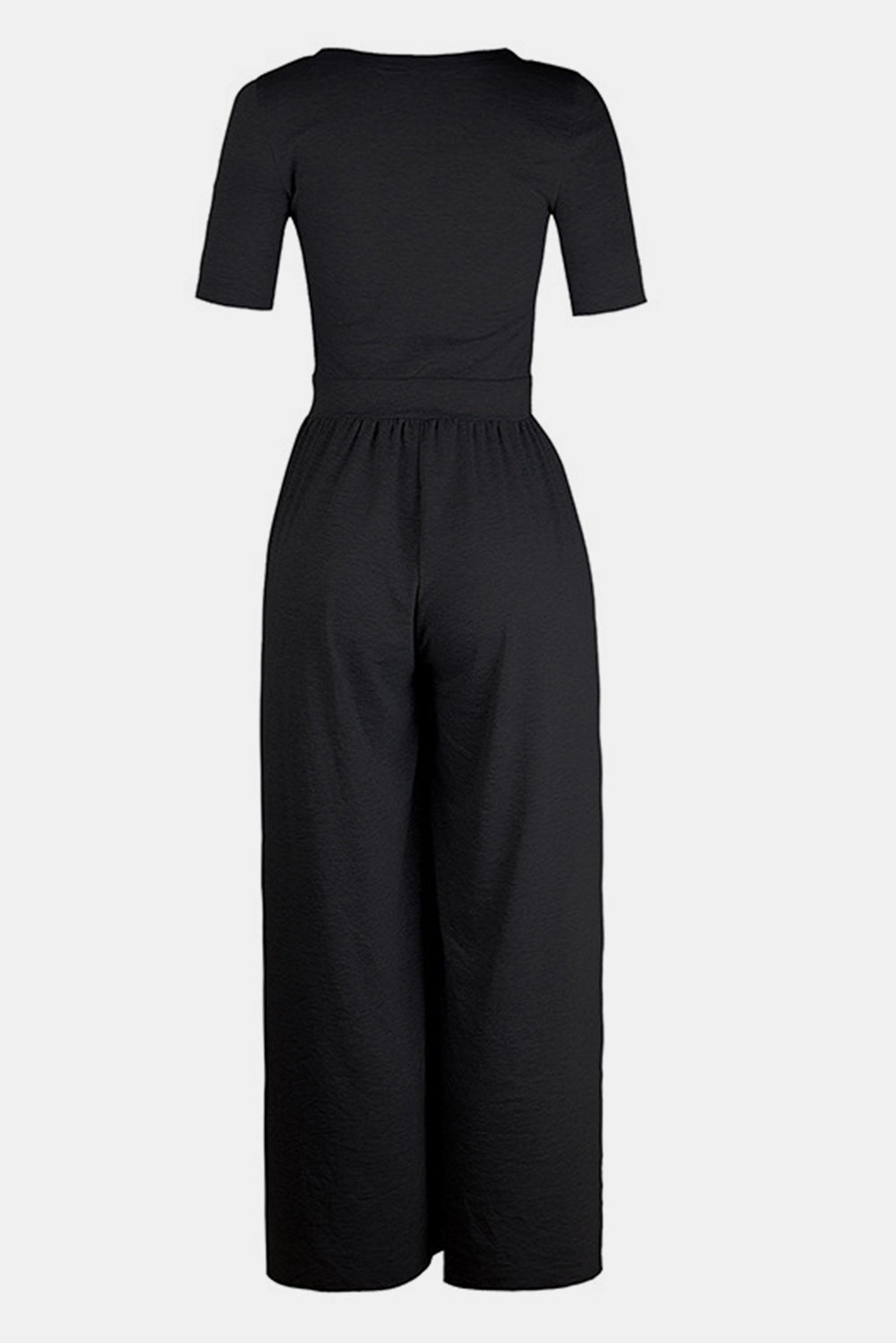 Our Best 100% Polyester Cool-n-Comfy Fashion Plus Scoop Neck Short Sleeve Jumpsuit  (Black)