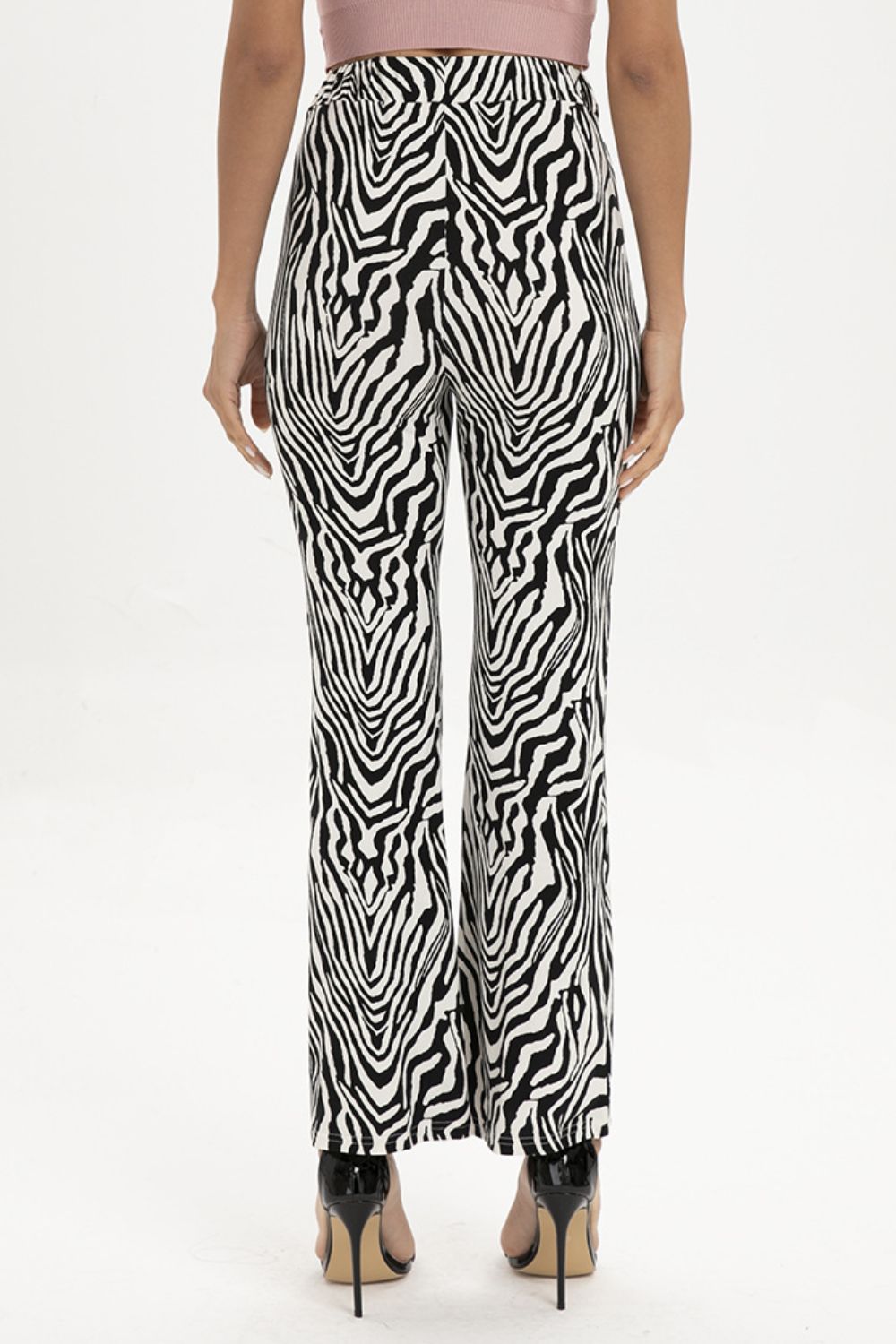 Samantha On Safari Polyester/Spandex Blend Zebra Print Stretchy Straight Leg Pants (Zebra)