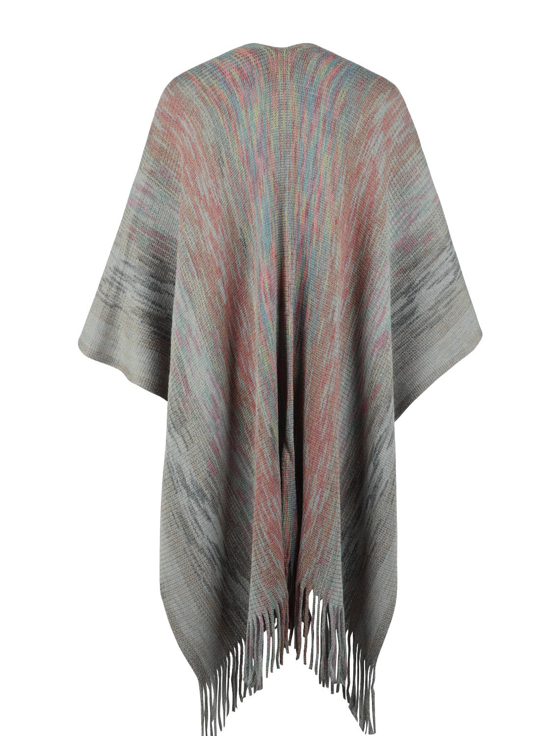 Monah Paloma 100% Polyester Pretty-n-Plush Heathered Fringe Hem Poncho (Multicolor)