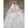 French Retro Bride Main Yarn Long Sleeve Wedding Gown