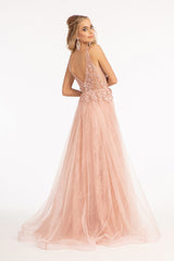 3-D Flower Embroidered Mesh A-line Dress w/ Rhinestone and Jewel Embellished - treasures-4-u-2-day