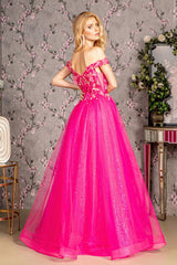 3-D Flower Emboridery Sheer Bodice Mesh A-line Long Dress - treasures-4-u-2-day