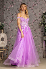 3-D Flower Emboridery Sheer Bodice Mesh A-line Long Dress - treasures-4-u-2-day