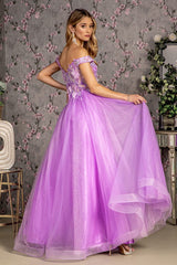 3-D Flower Emboridery Sheer Bodice Mesh A-line Long Dress - treasures-4-u-2-day