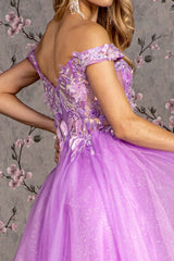 3-D Flower Emboridery Sheer Bodice Mesh A-line Long Dress - treasures-4-u-2-day
