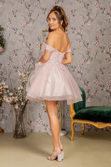 Butterfly Applique Sequin Mesh Babydoll Dress w/ Sheer Straps