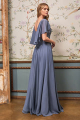 A-Line Chiffon Gown With Caplet - treasures-4-u-2-day