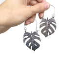 Handmade Monstera Leaf Hoop Earrings: Brass Tropical Jewelry - treasures-4-u-2-day
