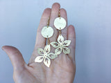 Handmade Metal Flower Earrings: Hammered Brass Dangles - treasures-4-u-2-day