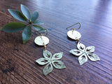 Handmade Metal Flower Earrings: Hammered Brass Dangles - treasures-4-u-2-day
