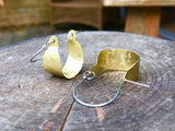 Rustic Metal Scoop Hoop Earrings: Handmade Hammered Brass - treasures-4-u-2-day