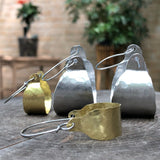 Rustic Metal Scoop Hoop Earrings: Handmade Hammered Brass - treasures-4-u-2-day