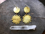 Handmade Sun and Moon Dangle Earrings: Mixed Metal Celestial Jewelry - treasures-4-u-2-day