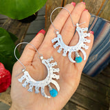 squash blossom hoop earrings , tribal turquoise earrings - treasures-4-u-2-day