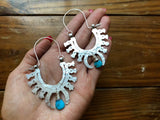 squash blossom hoop earrings , tribal turquoise earrings - treasures-4-u-2-day