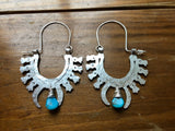 squash blossom hoop earrings , tribal turquoise earrings - treasures-4-u-2-day