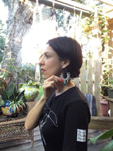 squash blossom hoop earrings , tribal turquoise earrings - treasures-4-u-2-day