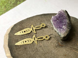 Dagger earrings, hammered metal jewelry, moon phase dagger earrings - treasures-4-u-2-day