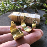 Rustic Metal Scoop Hoop Earrings: Handmade Hammered Brass - treasures-4-u-2-day