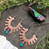 squash blossom hoop earrings , tribal turquoise earrings - treasures-4-u-2-day