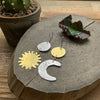 Handmade Sun and Moon Dangle Earrings: Mixed Metal Celestial Jewelry - treasures-4-u-2-day