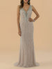 Beaded V-Neck Gown - Lara 29680