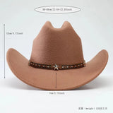 New denim hats for men and women, Western cowboy hats, five pointed star belt hats, soft woolen hats