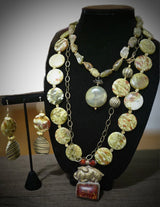 Natural Green Garnet  Antique statement necklace