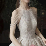 Luxurious Shiny Sexy Wedding Gown with Crystal Lace / Beading