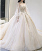 Luxury Court Train Wedding Gown with long sleeves