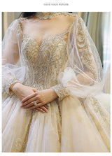 Luxury Court Train Wedding Gown with long sleeves