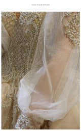 Luxury Court Train Wedding Gown with long sleeves