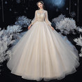 Luxury Princess Wedding Dress with Crystal Lace