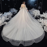 Luxury Princess Wedding Dress with Crystal Lace