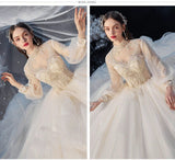 Luxury Princess Wedding Dress with Crystal Lace