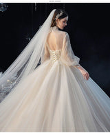 Luxury Princess Wedding Dress with Crystal Lace