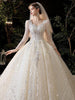 Luxury Princess Long Sleeves Wedding Dress with Crystal Sequined Lace