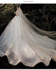 Luxury Princess Long Sleeves Wedding Dress with Crystal Sequined Lace