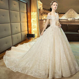 Gorgeous Shiny Wedding Dress Off the Shoulder Gown