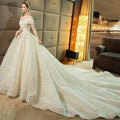 Gorgeous Shiny Wedding Dress Off the Shoulder Gown