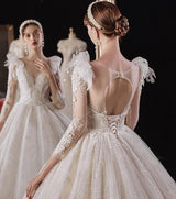 Luxurious Princess Wedding Dresses with Shiny Pearls