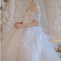 Luxury Elegant Wedding Dress with Sequined Beads