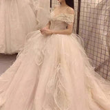 Luxury Elegant Wedding Dress with Sequined Beads