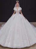 Luxury White Wedding Dress with Crystal Beads