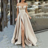 Red Satin Large Swing Split Sleeveless Gown